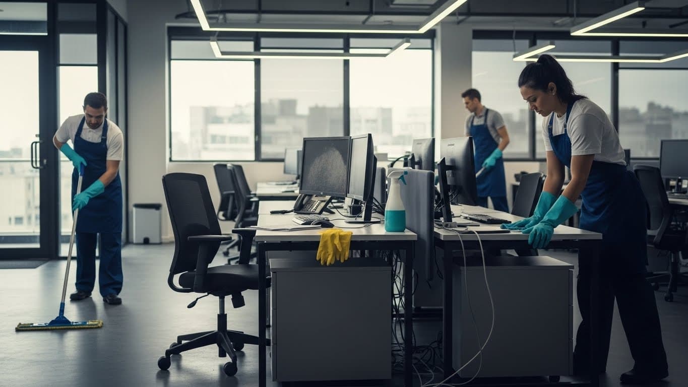 PureCent professional cleaning team cleaning office space