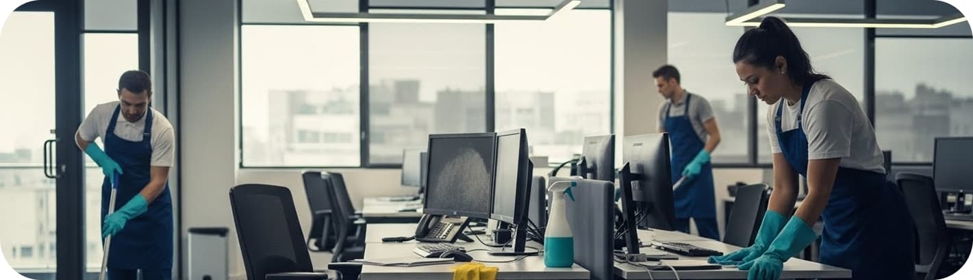 PureCent professional cleaning team cleaning office space